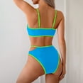 thumbnail image 4 of TOWED22 Women's Solid Color Bikini Swimsuits Twist Front Tie Back 2 Piece Bathing Suit V Neck Ruched Swimsuits Bikinis（Sky Blue,M）, 4 of 8