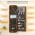 thumbnail image 5 of LVSOMT 47.2" LED Mirror Jewelry Cabinet Wall Mounted or Door Hanging, Rounded Corner Jewelry Armoire Organizer, Lockable Full Length Mirror with Storage, Interior Mirror & Makeup Shelf,Rustic Brown, 5 of 11