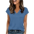 thumbnail image 2 of Womens Summer Tops Rolled V Neck T Shirts Short Sleeve Tops Casual Shirts Dressy Business Work Blouses Going Out Tops For Women, 2 of 6