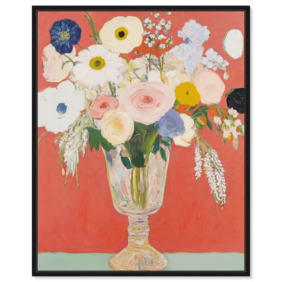 Anemones in a Vase II Canvas Modern Flower Vase by Art Remedy, Black Frame, 16 x 20