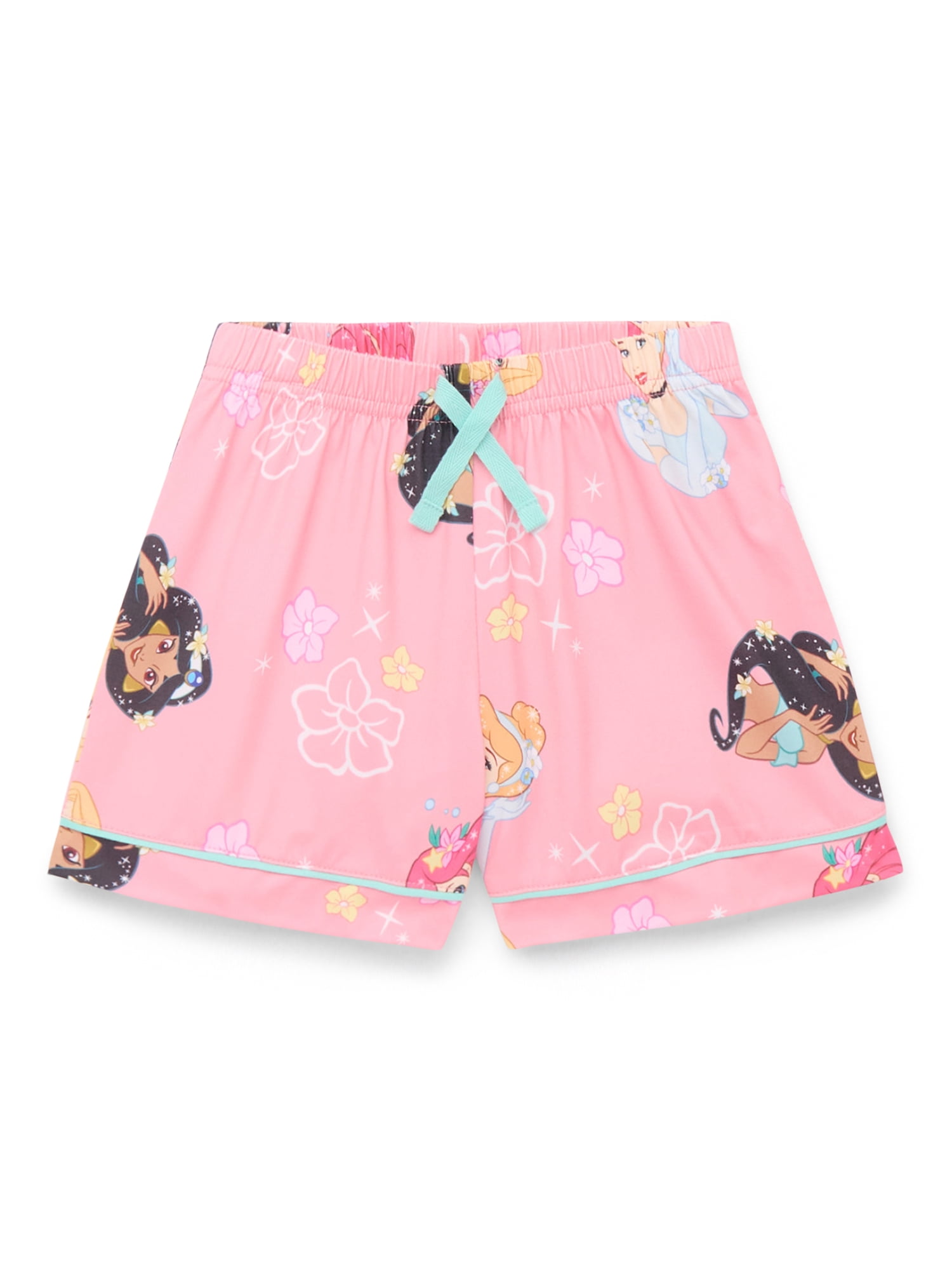 Disney Princess Girls Button Front Top and Shorts Pajama Set, 2-Piece, Sizes 4-12