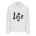 thumbnail image 4 of Uootdi Womens Fuzzy Fleece Pullover Hoodies Cute Dog Paw Love Print Sherpa Long Gift Sleeve Sweatshirt with Pockets, 4 of 6