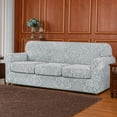 thumbnail image 5 of Subrtex Stretch 4-piece Jacquard Damask Sofa Slipcover, Separate Cushion Cover(Sofa, Light Smoky Gray), 5 of 7