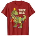 thumbnail image 1 of Navidad dinosaurio niños hombres luces de Navidad árbol Rex camiseta 100% algodón divertidas niñas camisetas de manga corta de verano, 1 of 3