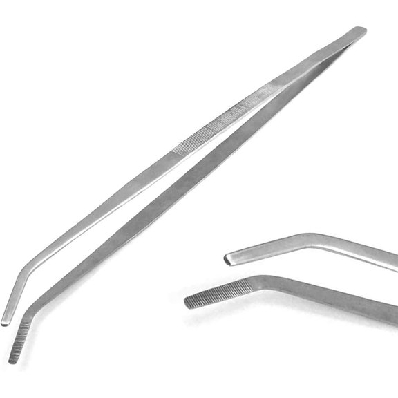 Long Tweezer Curved Tip Stainless Steel