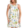 thumbnail image 1 of Balery Cactus Plants Vestidos de verano para mujer con estampado: vestido holgado sin mangas, vestido playero informal y cómodo para días calurosos., 1 of 7