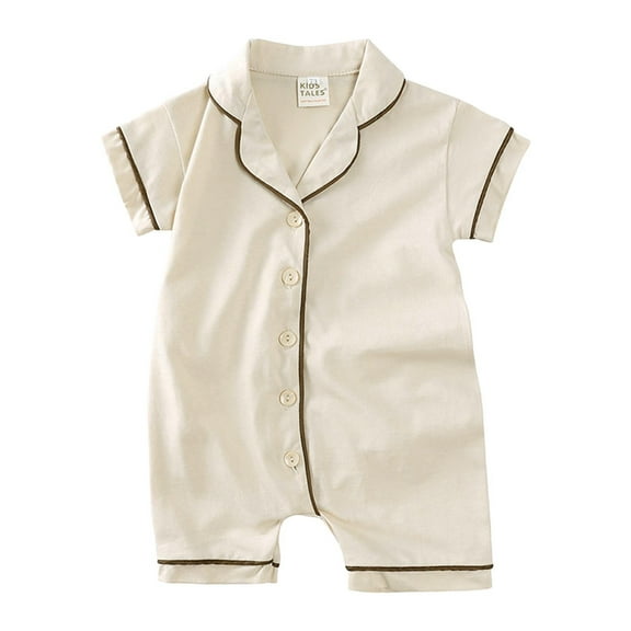 Hwmodou Girls Jumpsuits Unisex Cotton Blend Toddler Summer Short Sleeve Jumpsuit Fashion Outwear Children Clothes Fall Winter Pocket Jumpsuit,0-3M