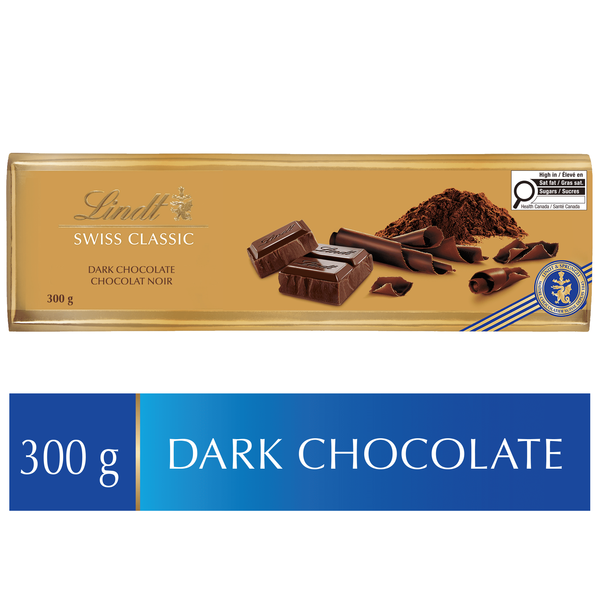 Lindt SWISS CLASSIC Gold Surfin Dark Chocolate Bar, 300 Grams