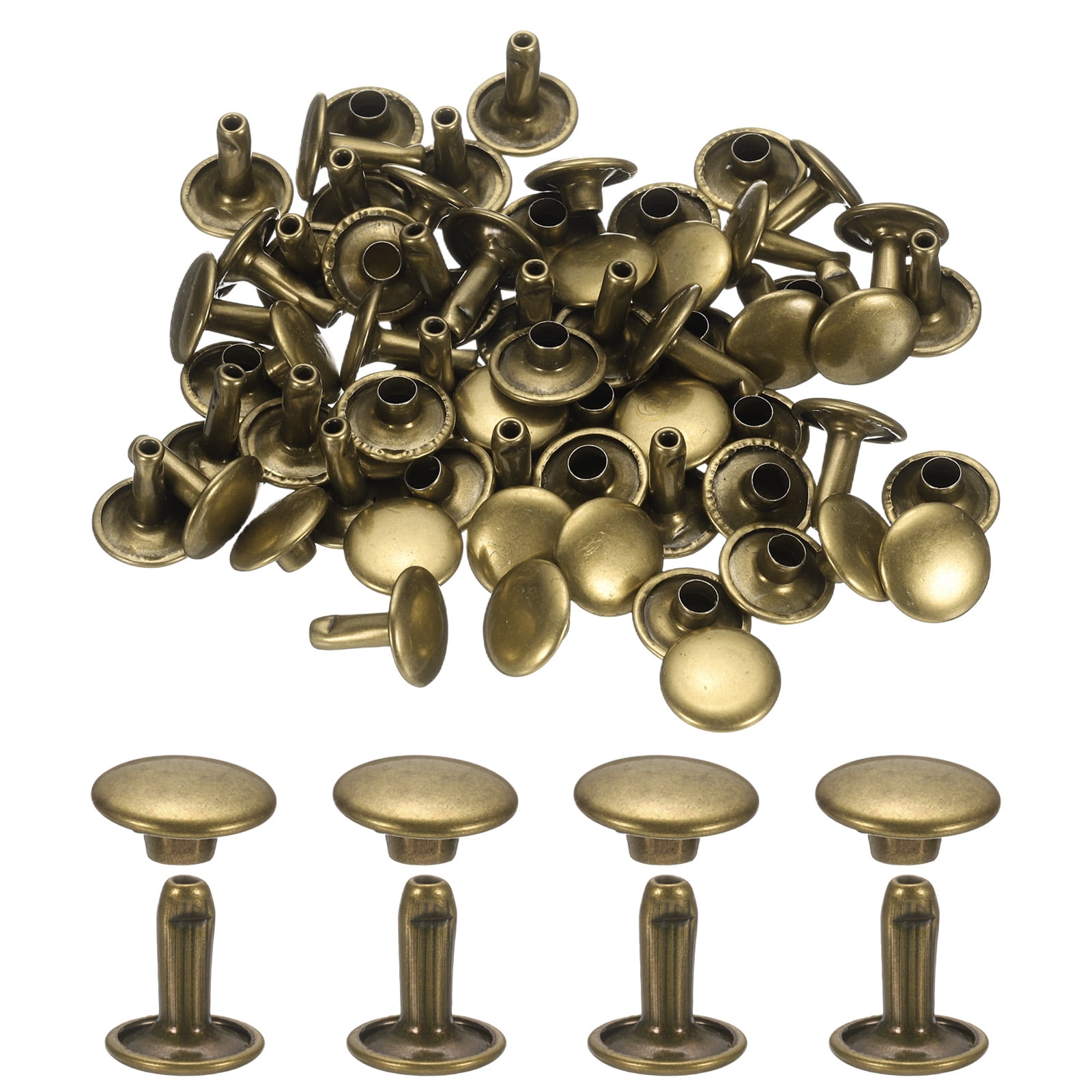 Uxcell 10-Pack Copper Rivets & Burrs Set – 12x4x21mm Solid Leather Rivet Fasteners, Durable Corrosion-Resistant Metal For Belts, Bags, Keychains, DIY Crafts (Copper Tone)