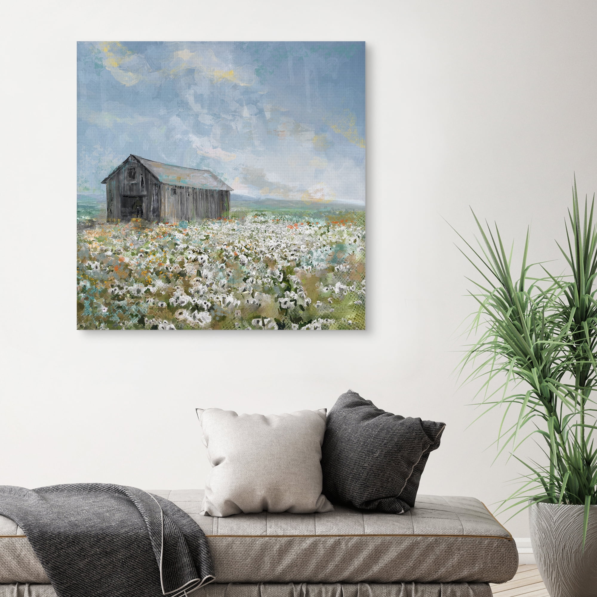 Barn with White Poppies by Studio Arts Canvas Art Print