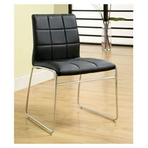 Black Color Leatherette 2pcs Dining Chairs Metal Legs Dining Room Side Chairs Black   Dining Room   Contemporary,Modern   Side Chair   Solid Back   Chrome