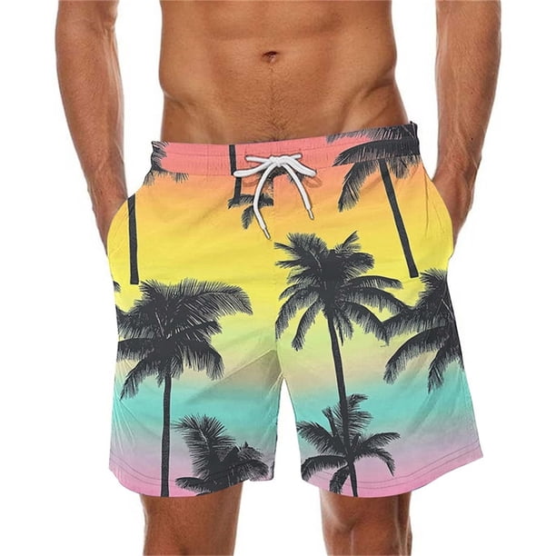 Pantalones Cortos Casuales para Hombre Imprimir con Bolsillos Pantalones de Playa de Cintura Elástica, Pantalones Cortos de Cintura Elástica para Hombre
