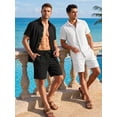 thumbnail image 4 of RICHCOIN Mens 2 Piece Outfit Summer Beach Short Sleeve Button Down Shirts and Shorts Vacation Sets for Men, 4 of 7