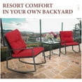 thumbnail image 3 of SUNCROWN 3-Piece Outdoor Patio Bistro Set Black Wicker Rocking Chairs and Coffee Table (Red Cushion), 3 of 8
