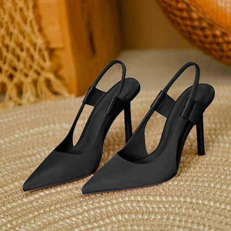 

Zpanxa Womens Sandals Slingback Elegant Solid Color Candy Colored Pointed Toe Shoes Wedge Sandals for Women Black 40