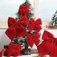 thumbnail image 2 of KOYPTL 6 Pcs Red Christmas Bows,12/23/28cm Flocked Ribbon Christmas Tree Bows Hanging Ornament for Xmas Tree Christmas Decorations for Fireplace Indoor Home Decor, 2 of 7