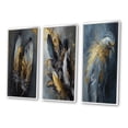 thumbnail image 3 of Designart "Boho Chic Feathers Gold III" Glam Feather Framed Wall Art Set Of 3 - Gold Glam Feather Frame Canvas Set For Living Room Decor, 3 of 6