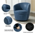 thumbnail image 3 of DREAMSIDEA Swivel Club Barrel Chair, PU Leather Swivel Accent Chair Upholstered Barrel Armchair for Living Room Modern Round Club Chair High Back- Navy Blue, 3 of 5