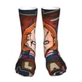 thumbnail image 2 of Lsque Chucky Print Women's Men's Novelty 16in Crew Socks Cotton Socks Knee High Socks for Walking,Running,Nurses,Pregnancy, 2 of 6