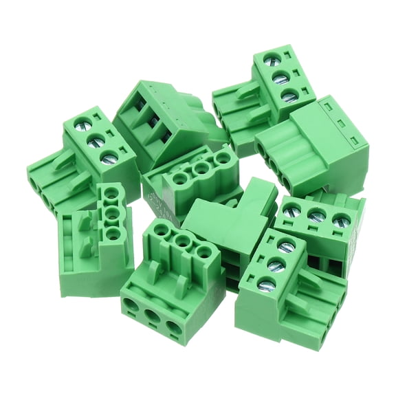 10PCS 3-Pin PCB Mount Screw Terminal Block Connectors 5.08mm/0.2inch Pitch