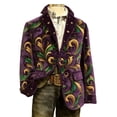 thumbnail image 4 of CONZONE Mardi Gras Men's Corduroy Blazer Casual Suit Jacket for Men Funny Embroidery One Button Elegant Slim Fit Carnival Dress Jacket for Performance,Prom,Wedding, 4 of 4