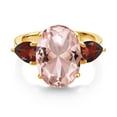 thumbnail image 2 of Gem Stone King 18K Yellow Gold Plated Silver Peach Nano Morganite and Red Garnet Ring for Women (10.74 Cttw, 14X10MM Oval and 7X5MM Pear Shape, Gemstone October Birthstone, Size 9), 2 of 3