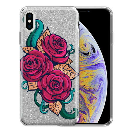 FINCIBO Silver Gradient Glitter Case, Sparkle Bling TPU Cover for Apple iPhone XS Max, Rose (Best Foo Dog Tattoo)