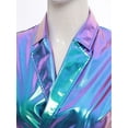 thumbnail image 6 of TTAO Womens Sleeveless Shiny Metallic Crop Tank Top Lapel Collar Wrap Laceup Vest Rave Outfits Holographic Blue S, 6 of 7