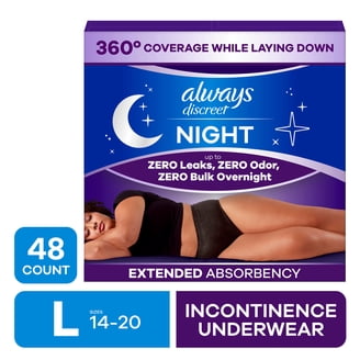 Always Discreet Night, Reimagined Adult Diapers for Women Size L, 48 CT​