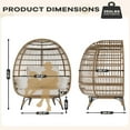 thumbnail image 3 of Soonbuy Wicker Egg Chair Outdoor, Oversized Patio Lounge Chair with Cushions & Metal Frame Stand, Egg Rattan Chairs for Balcony, Patio, Living Room, 3 of 7