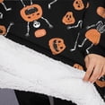thumbnail image 3 of Oversized Wearable Blanket Hoodie,Halloween Dancing Skeletons and Pumpkins Pattern Sherpa Blanket Hoodie with Super Pockets,Super Warm Fuzzy Pullover for Women & Men, 3 of 6