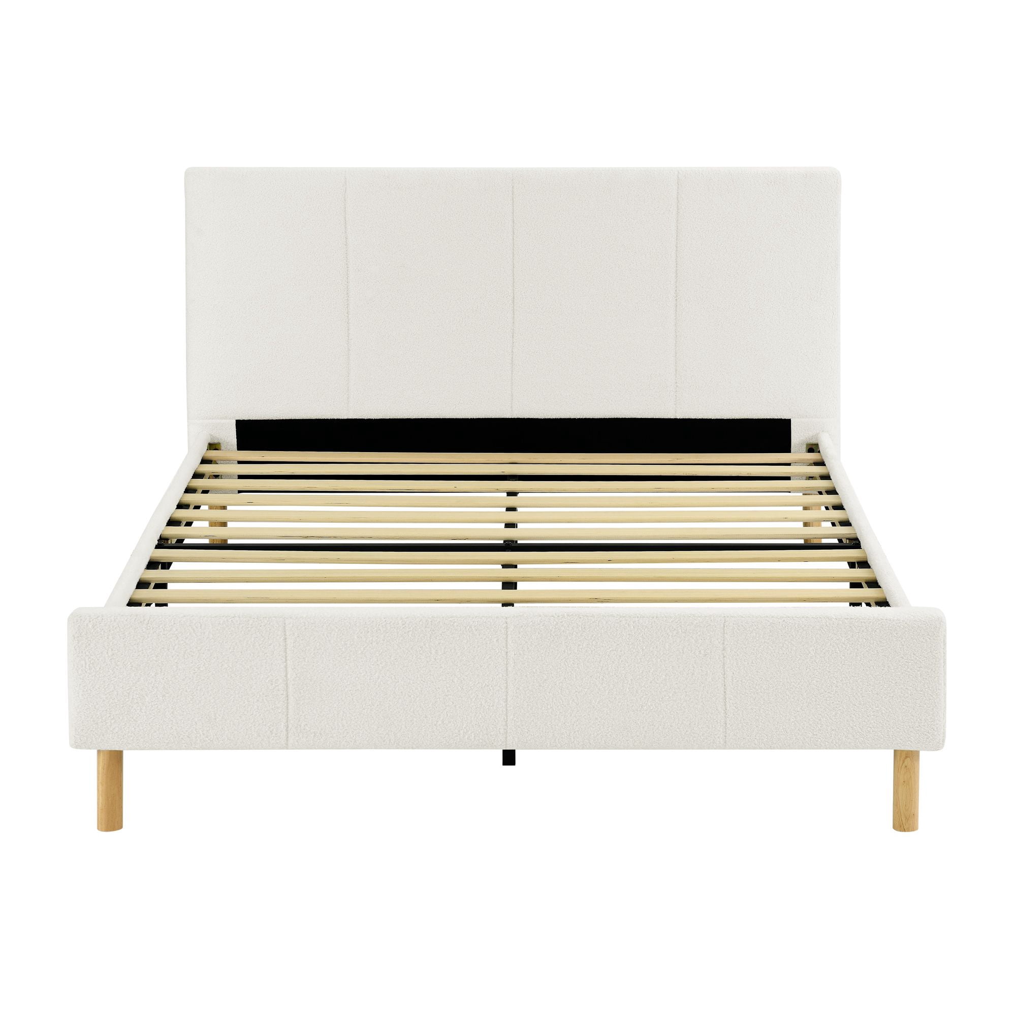 KING Size Platform Bed Frame with Adjustable Upholstered Headboard and Wood Slats Support