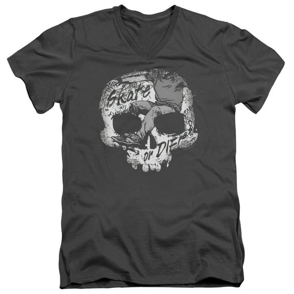 - Skate Or Die Skull - Slim Fit V Neck Shirt - XX-Large