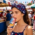 thumbnail image 5 of Qjidjing Turban Head Wrap, Wide Headband, Patriotic USA Flag Printed Non Slip Soft Fabric Bandana, for Daily Yoga, Sports Workout, 4th of July Casual Outfit, 5 of 7