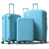 Nazhura Luggage Set, 3-Piece Hardside Suitcase Set, 20-inch Carry On, 24-inch, 28-inch Luggage Light Blue