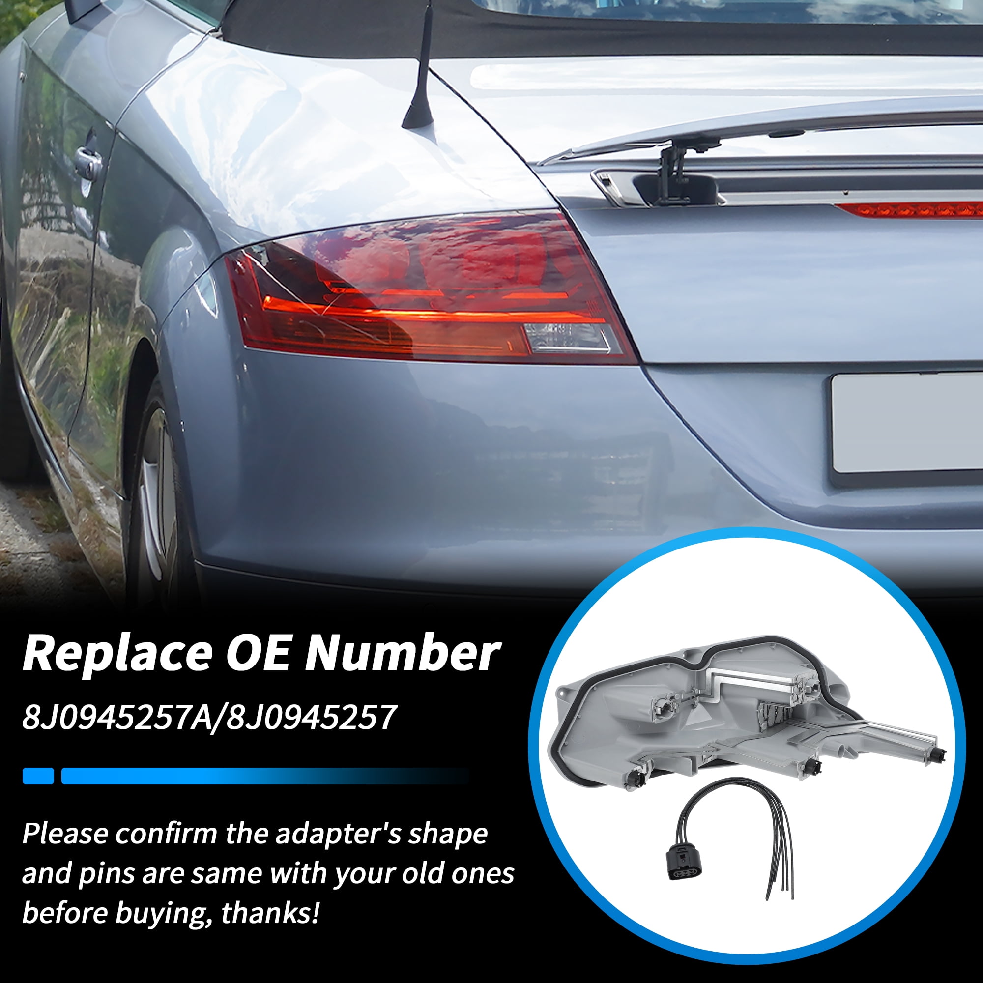 Unique Bargains Left Rear Tail Light Bulb Holder Harness for Audi TT MK2 2006-2014 Tail Light Bulb Holder with Lamp Socket Plug Replace 8J0945257A/8J0945257