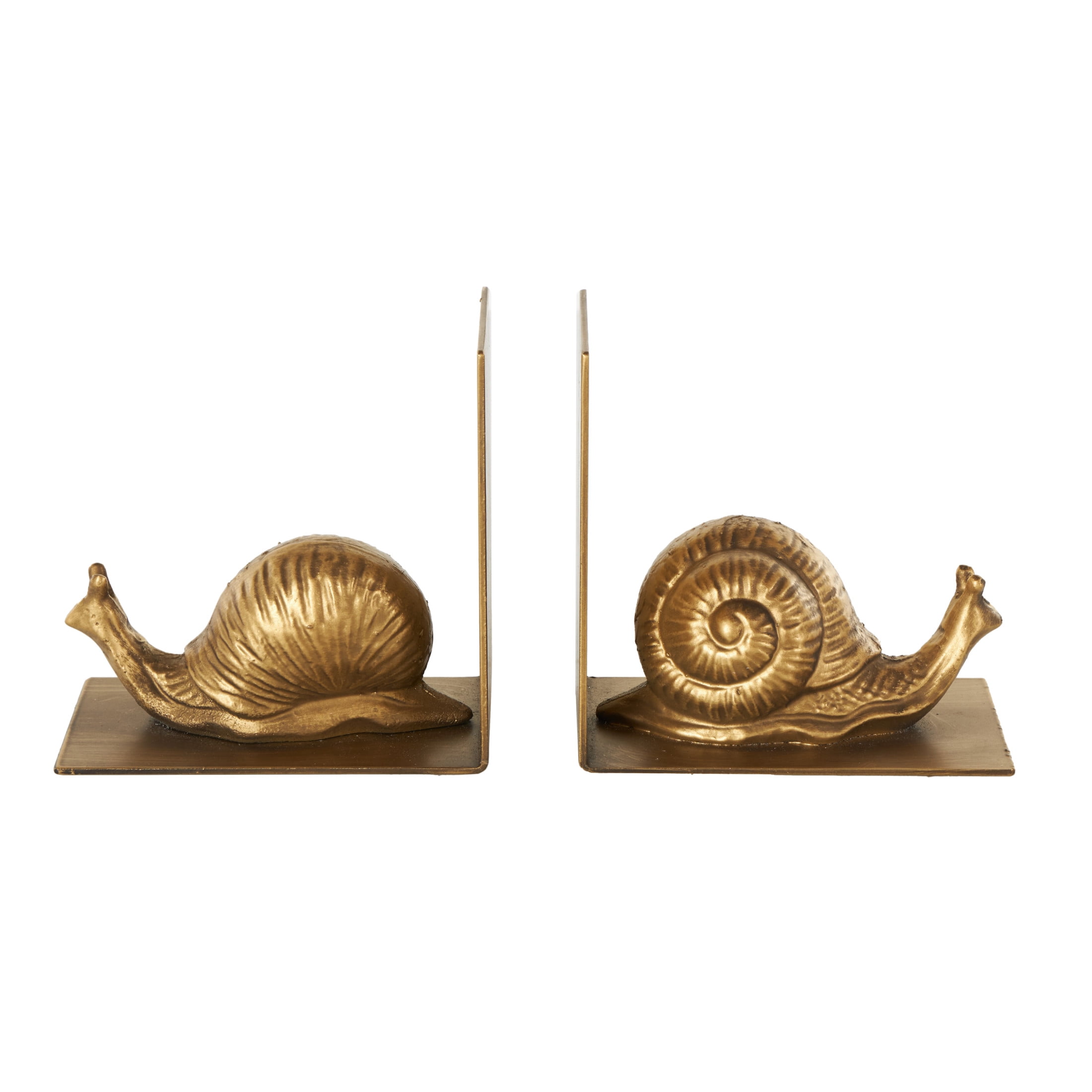DecMode 6" Crawling Snail Metal Bookends (Set of 2)