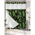 thumbnail image 2 of No Hook Shower Curtain with Snap-in Liner, Spring Leaves Waterproof Fabric Bathroom Curtains, Pastoral Garden Botanical Black Bath Curtains & Mesh Top Window 72"x78" Long, 2 of 9