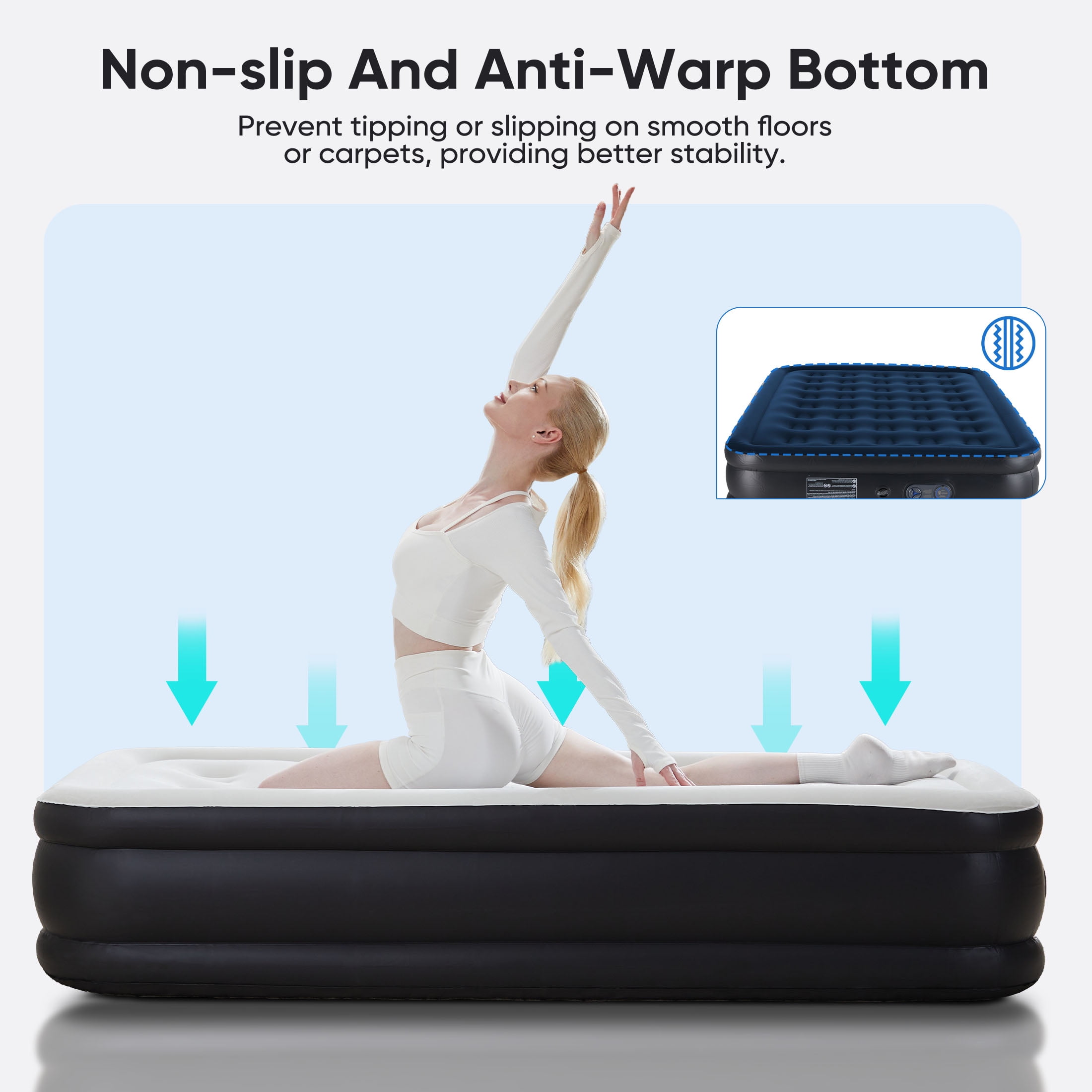 EDX 18'' Twin Airbed  Mattress with Built-in Pump, Inflatable Mattress for Home & Camping