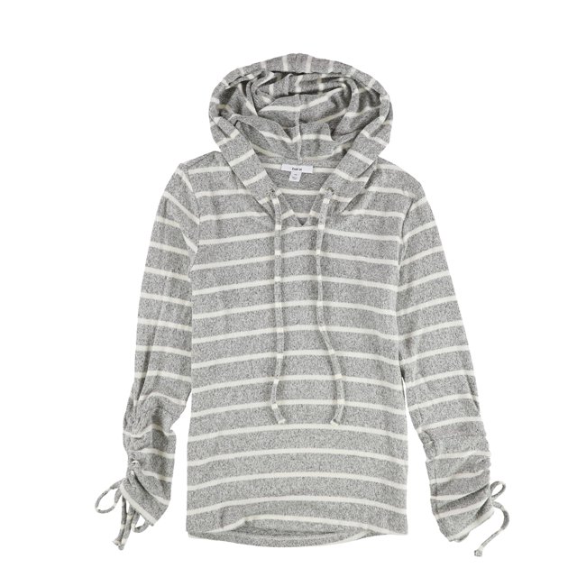 Sudadera con capucha bar III y manga anudada para mujer gris extra pequeña