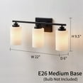 thumbnail image 6 of KAWOTI 3-Light Dimmable Bathroom Vanity Light with Frosted White Glass Black, 6 of 7