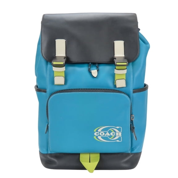 Pre-Owned Coach Backpack/Daypack Track CJ659 Colorblock Leather Blue Black Men's COACH