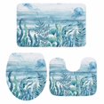 thumbnail image 2 of Blue Summer Ocean Bathroom Rugs Set Jellyfish Seaweed Coastal Wood Grain Non Slip Absorbent Soft Bath Mats 3 Piece Set with Bathroom Rug, U-Shaped Floor Mat, Toilet Seat Cover Large Size, 2 of 9