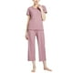 thumbnail image 1 of Gibobby Pijamas para mujer Camiseta informal de manga corta con cuello redondo para mujer con dobladillo festoneado diseño de Color sólido ropa para el(Rosa,G), 1 of 5