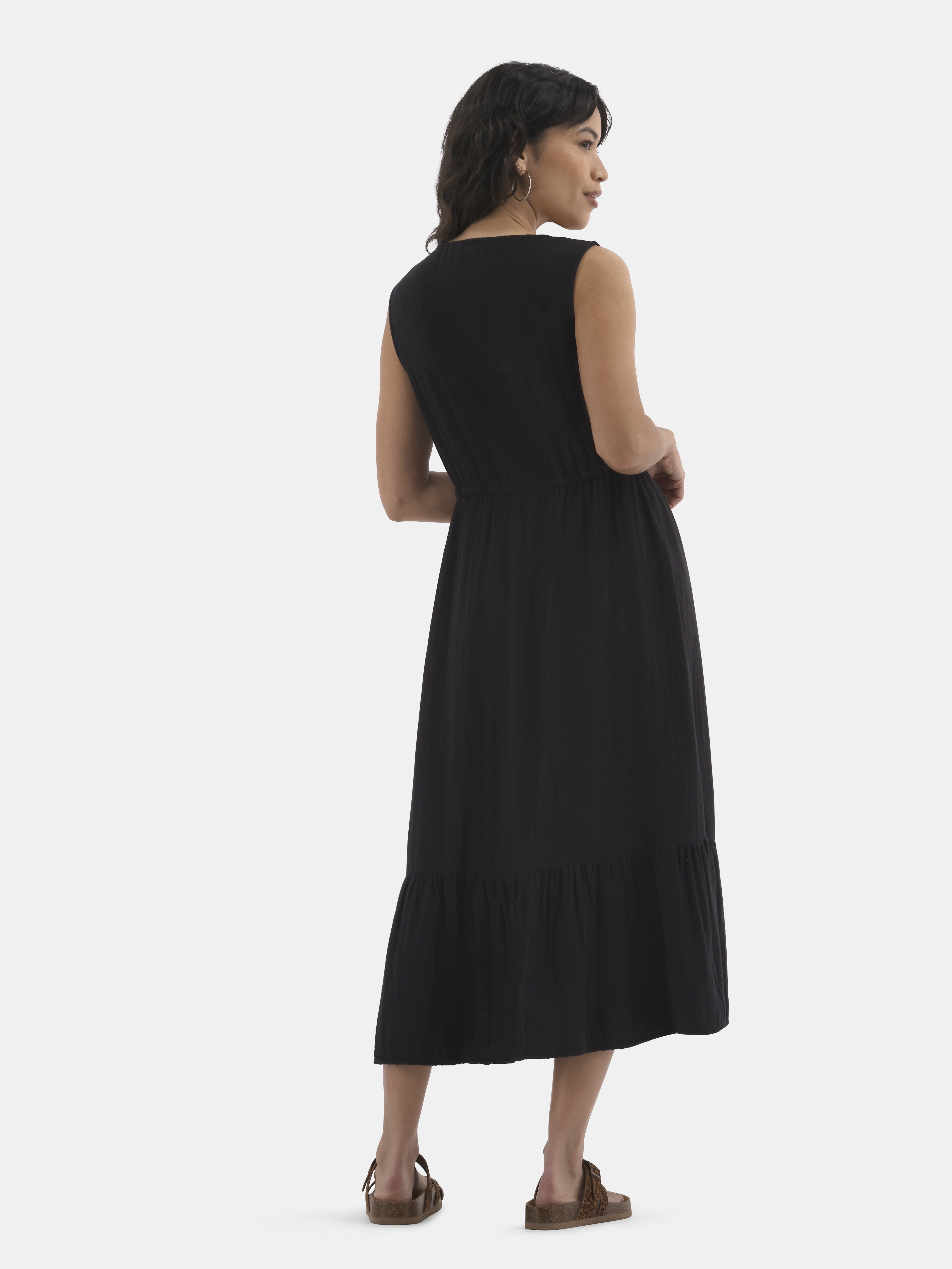 Time And Tru Women's & Women's Plus Double Cloth Sleeveless Midi Dress, Sizes XS-4X