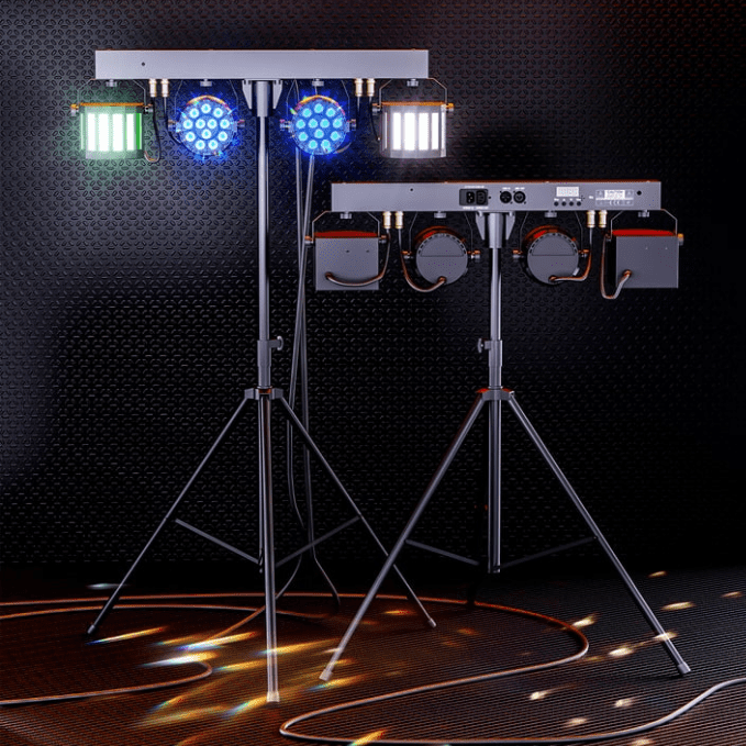 DJ Lights with Stand 24PCS+8PCS RGBW Party Bar Light Set Sound Activated LED Stage Lighting for Disco Party Wedding