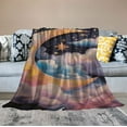 thumbnail image 2 of ONETECH  Moon Blanket for Kids, Moon with Colorful Rainbow Clouds and Starry Stars Blanket, Galaxy Universe Space Blanket for Boys Girls, Soft Plush Kids Blanket, Blue Pink Purple,, 2 of 6