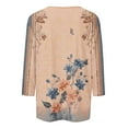 thumbnail image 4 of CYMMPU 3/4 Sleeve Blouses for Women Dressy Casual Tunic Tops Flower Pattern Spring Tops Fall Fashion Shirts Round Neck Loose Fit Lightweight Basic T-Shirts Pink M, 4 of 5