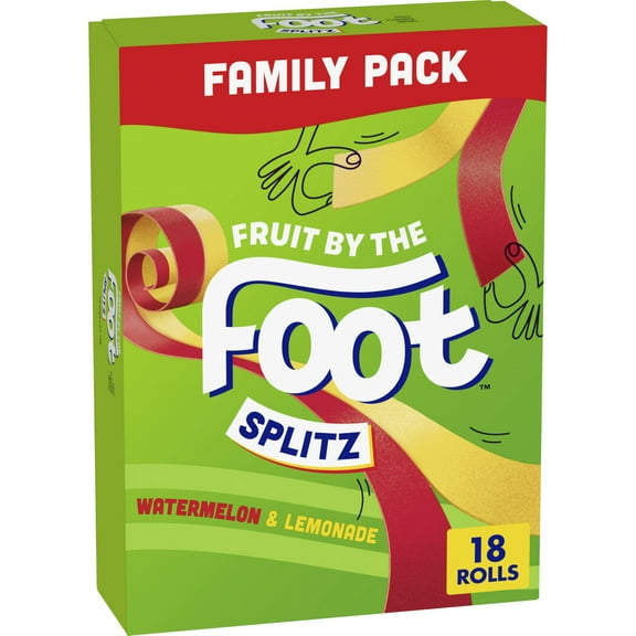 Fruit By The Foot MFF30 Splitz Fruit Flavored Snacks, Watermelon and Lemonade, Family Pack, 18 Rolls, 13.5 oz