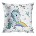 thumbnail image 1 of RYLABLUE Bleu Annonce Bébé Mignon Dessin Animé Unicorn Garçon Beauté Naissance Housse de Coussin, 1 of 1